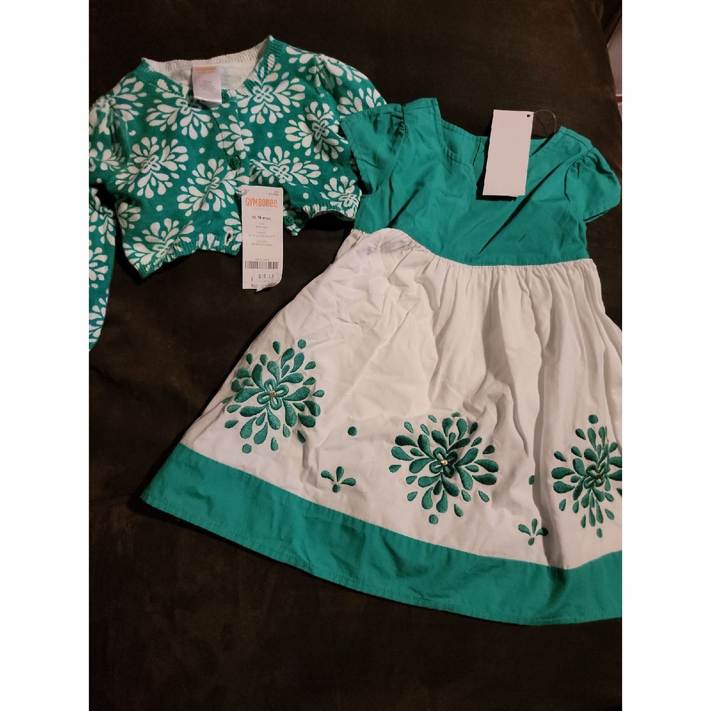 Gymboree Green scene dress and sweater st. Patrick's day size 12 18 months nwt
